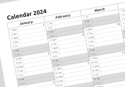 yearly calendar - table