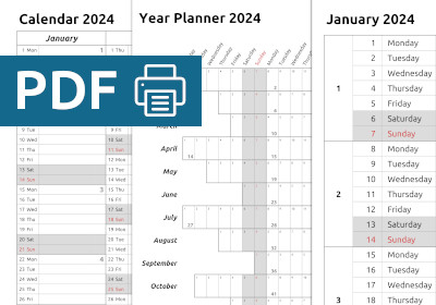 printable PDF calendar